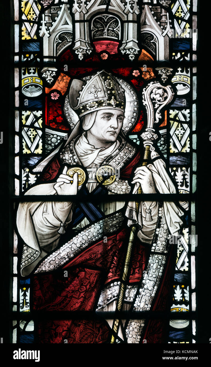 Saint Paul stained glass, St. Wilfrid`s Church, North Muskham, Nottinghamshire, England, UK Stock Photo